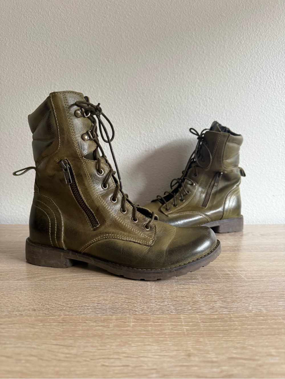 JAFA  Mellet green leather zip up boots Sz 39/9